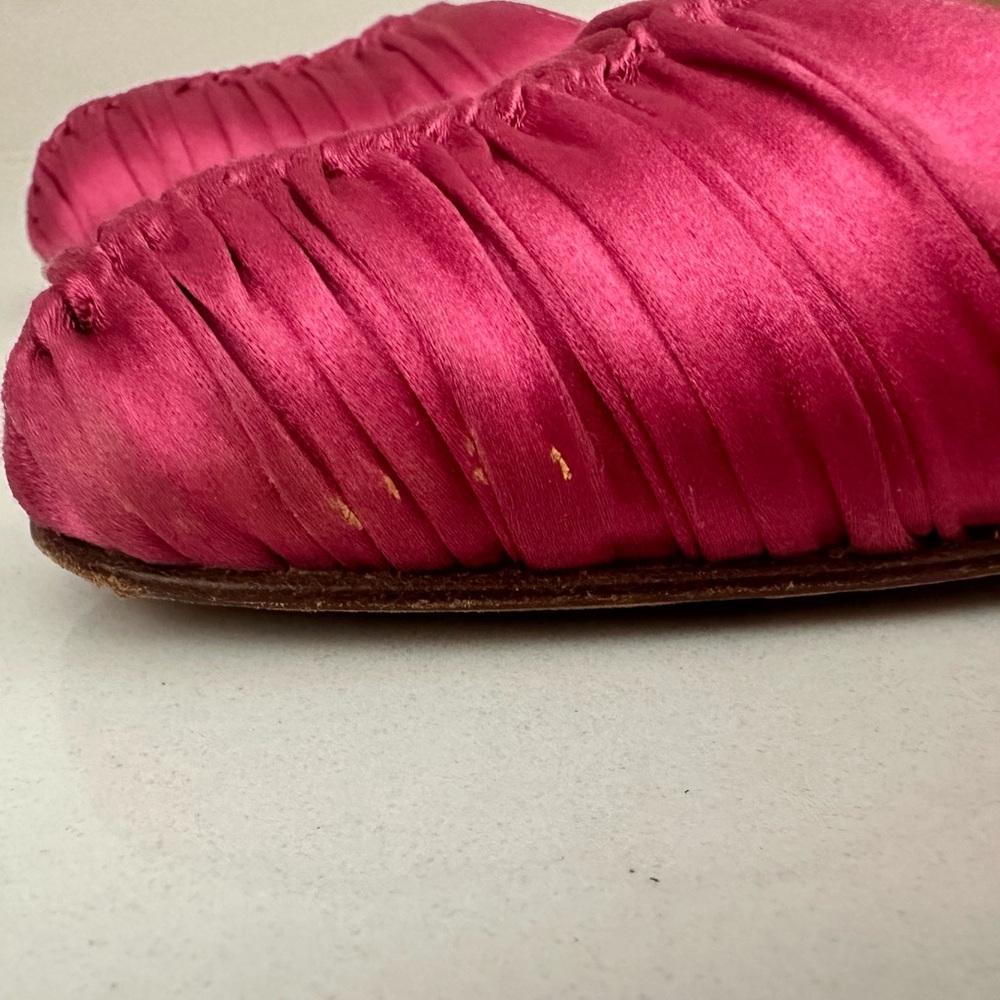 Manolo Blahnik Raspberry Dark Pink Satin Ballet Flats Size EU 35.5 - Picture 7 of 12